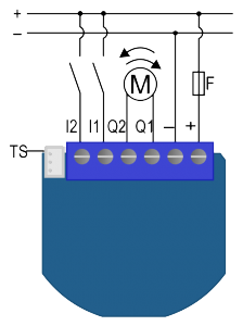 Qubino Flush Shutter DC connection scheme